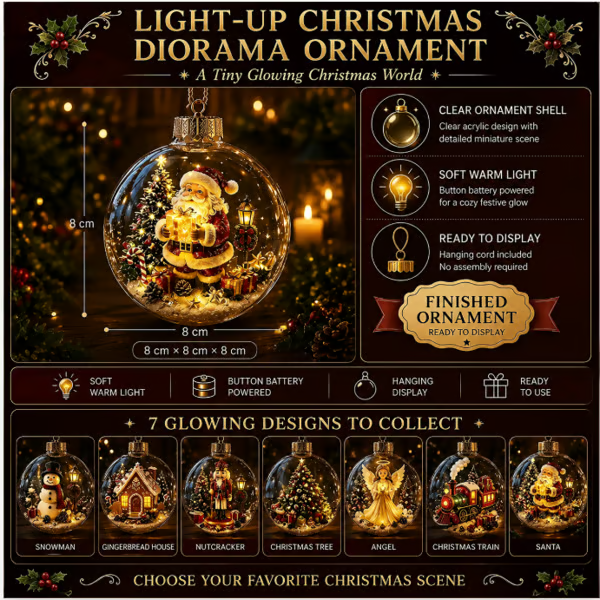 🎄Glowing Christmas Diorama Ornament – A Tiny Winter World in Your Hands