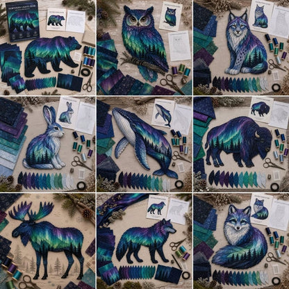 🌌🐺Northern Lights Wildlife DIY Patchwork Kit