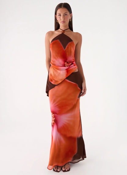 Plot Twist Maxi Skirt - Chocolate Blossom