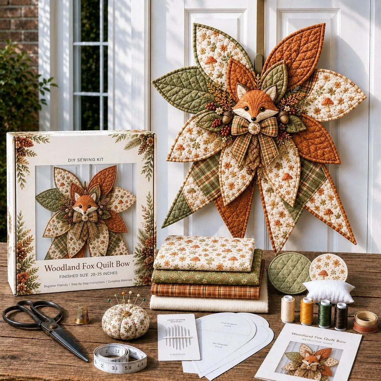 🎀 Beginner-Friendly Oversized Quilted Bow Sewing Kit | Coordinated Printed Fabrics, Batting, Pre-Designed Templates & Complete Supplies for a Full 23–25 in 3D Statement Bow ✨