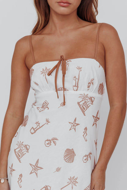 Roll With It Square Neckline Maxi Dress Beige