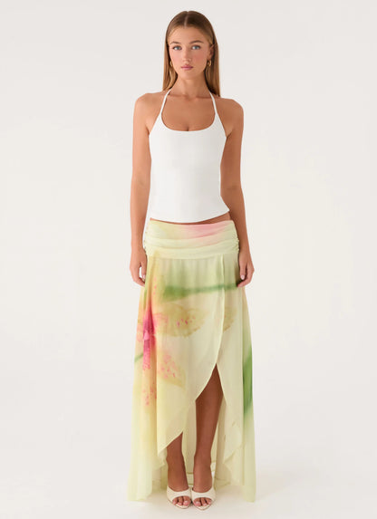 Sadona Asymmetric Maxi Skirt - Soft Lily