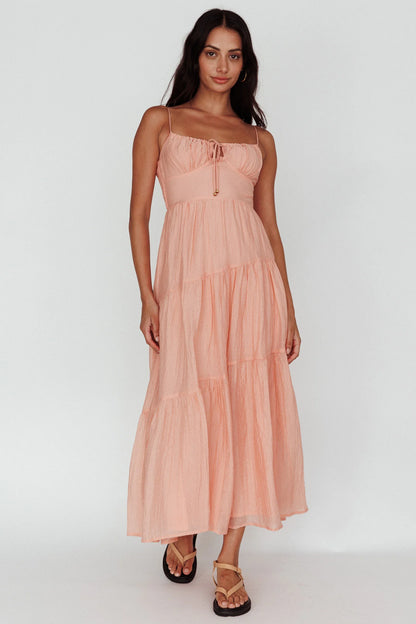 Doe Tie Bust Maxi Dress Apricot