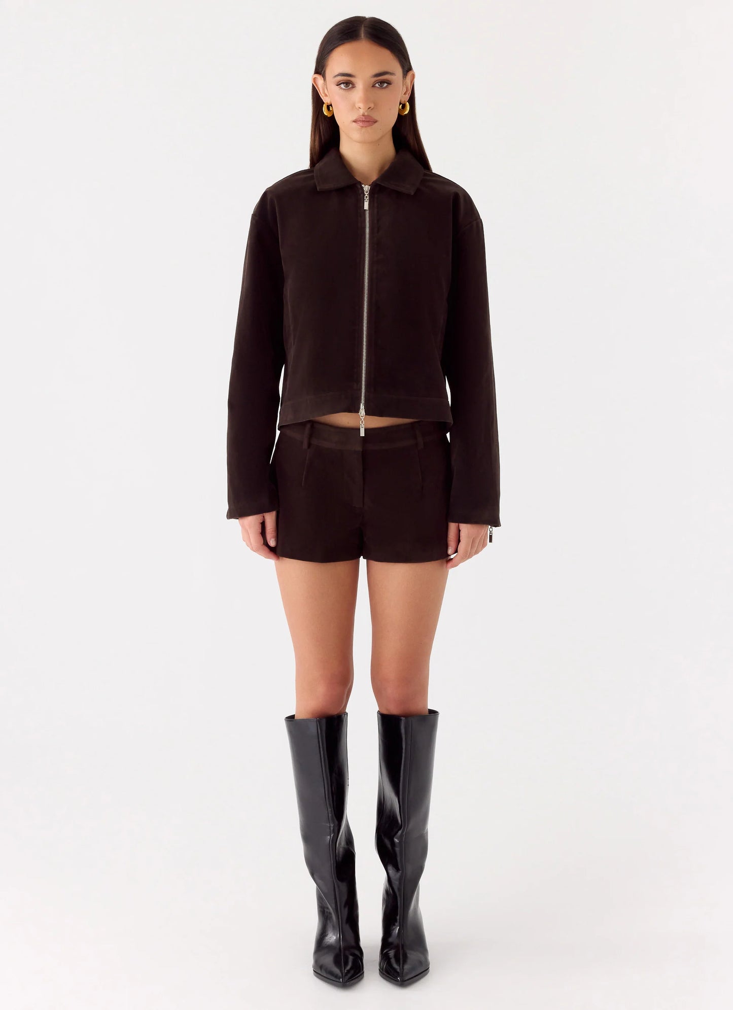 Jeremy Faux Suede Shorts - Chocolate