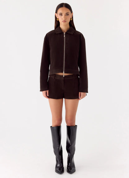 Jeremy Faux Suede Shorts - Chocolate