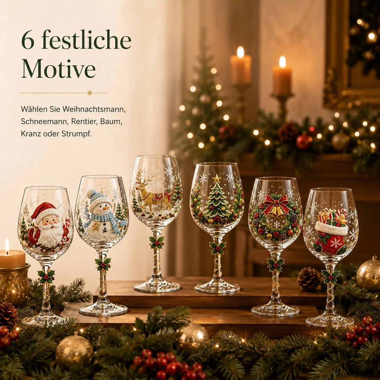 🎄Christmas stemware with a festive motif