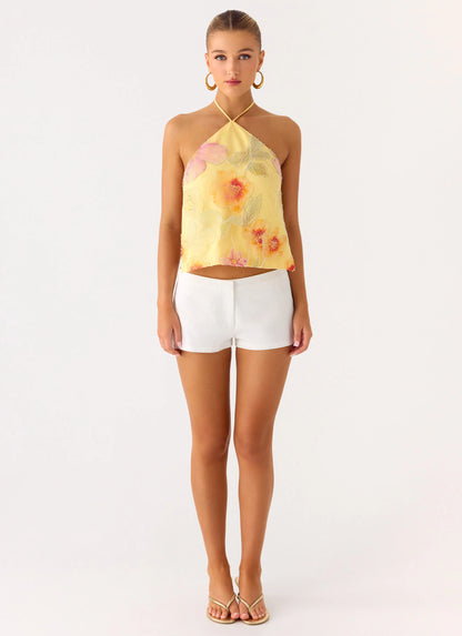 Bliss Beaded Halter Top - Floral Beaded
