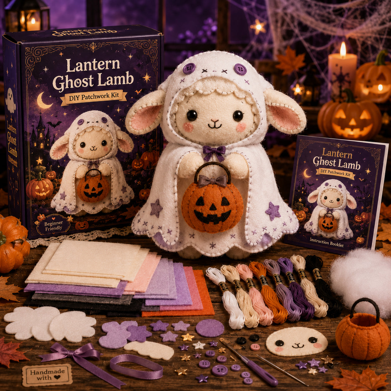 DIY Halloween Magical Patchwork Kit – Sew Your Own Spooky Cute Friend 🎃🧵