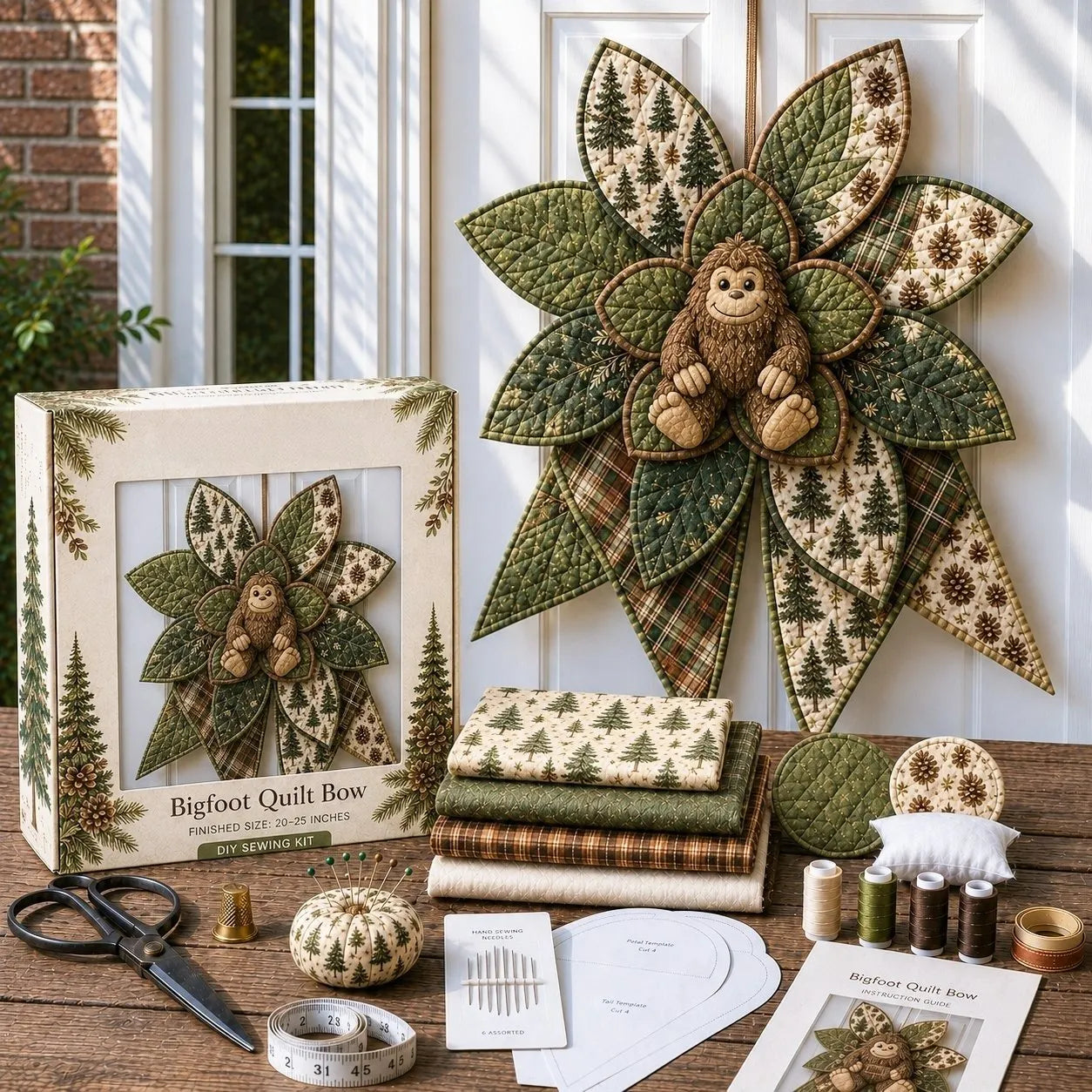 🎀 Beginner-Friendly Oversized Quilted Bow Sewing Kit | Coordinated Printed Fabrics, Batting, Pre-Designed Templates & Complete Supplies for a Full 23–25 in 3D Statement Bow ✨