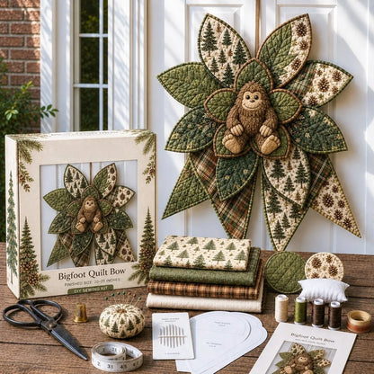 🎀 Beginner-Friendly Oversized Quilted Bow Sewing Kit | Coordinated Printed Fabrics, Batting, Pre-Designed Templates & Complete Supplies for a Full 23–25 in 3D Statement Bow ✨