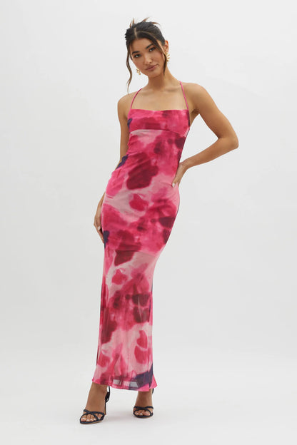 Letting Go Tie-Up Back Maxi Dress Red