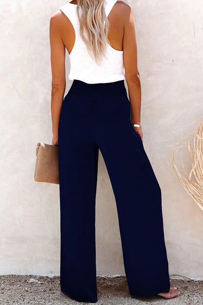 2025 Hot Sale Linen Blend High Rise Smocked Pants