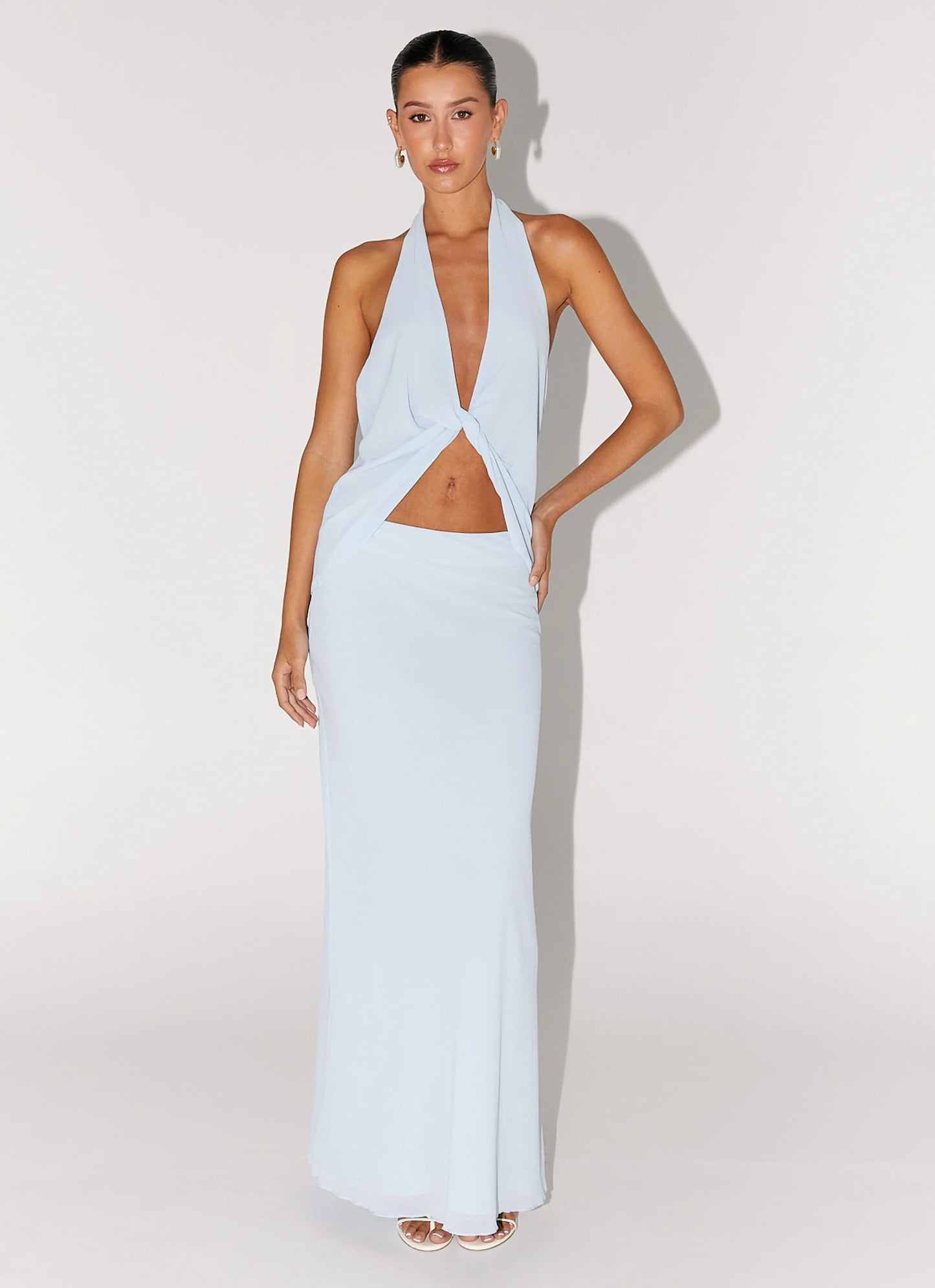 Michaella Chiffon Maxi Skirt - Blue