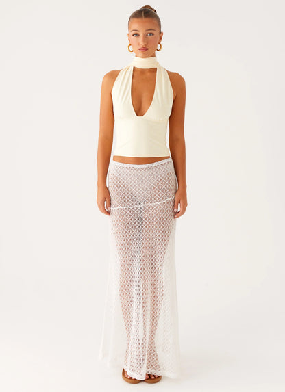 Milos Scarf Halter Neck Top - Yellow