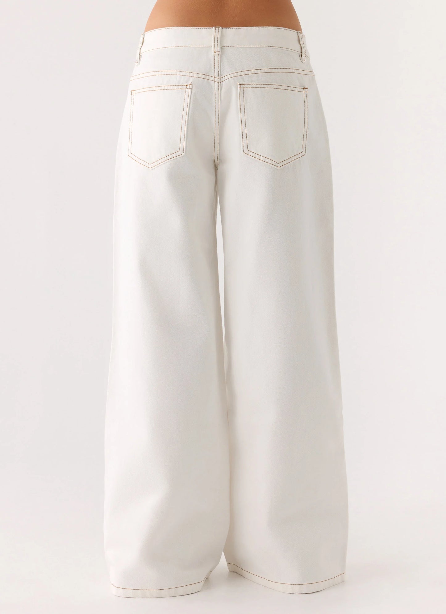Neo Low Rise Wide Leg Denim Jeans - Ivory