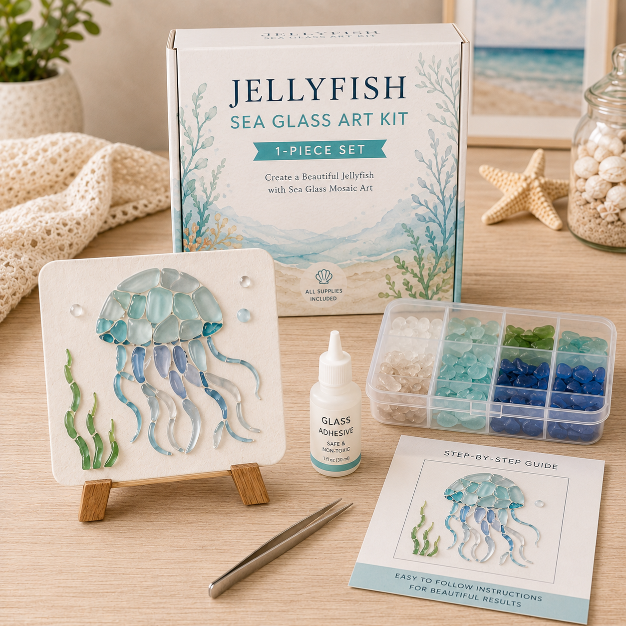 🌸🙏💖Sea Glass Art Kit – Create Stunning Mosaic Masterpieces at Home 🐢