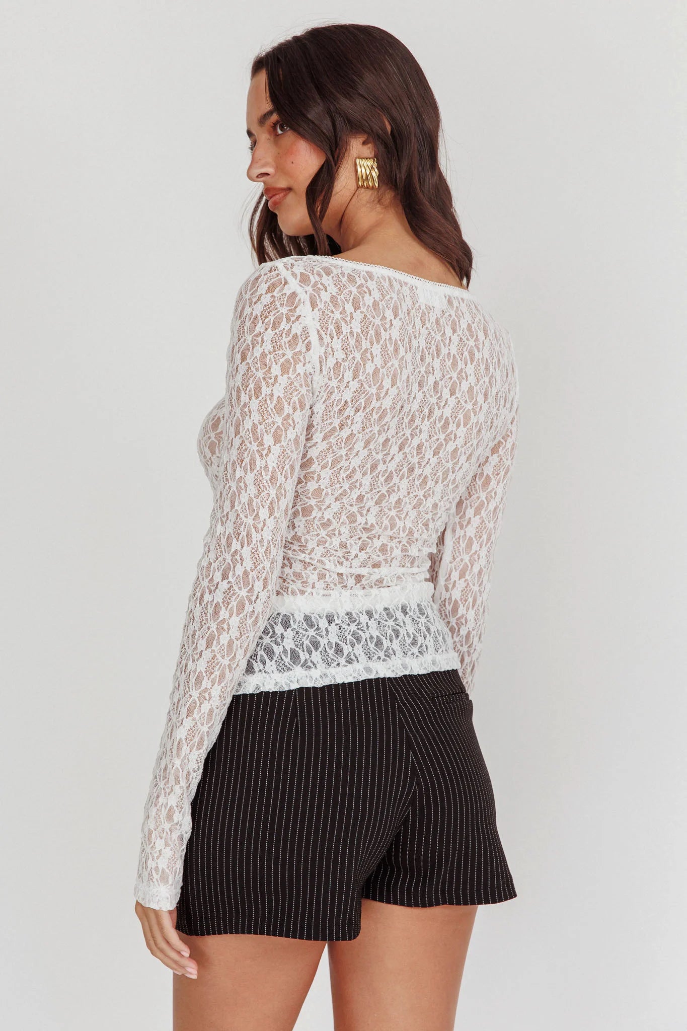 Rhian Pinstripe Double Waistband Skort Black White