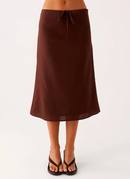 Esther Midi Skirt - Chocolate
