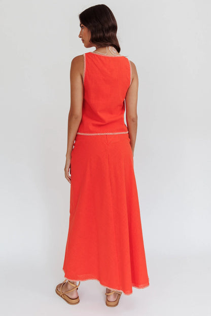 Dose Of Sunshine Blanket Stitch Skirt Orange