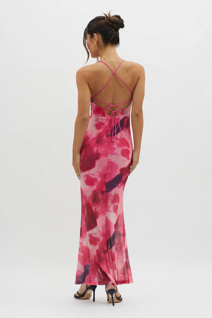 Letting Go Tie-Up Back Maxi Dress Red