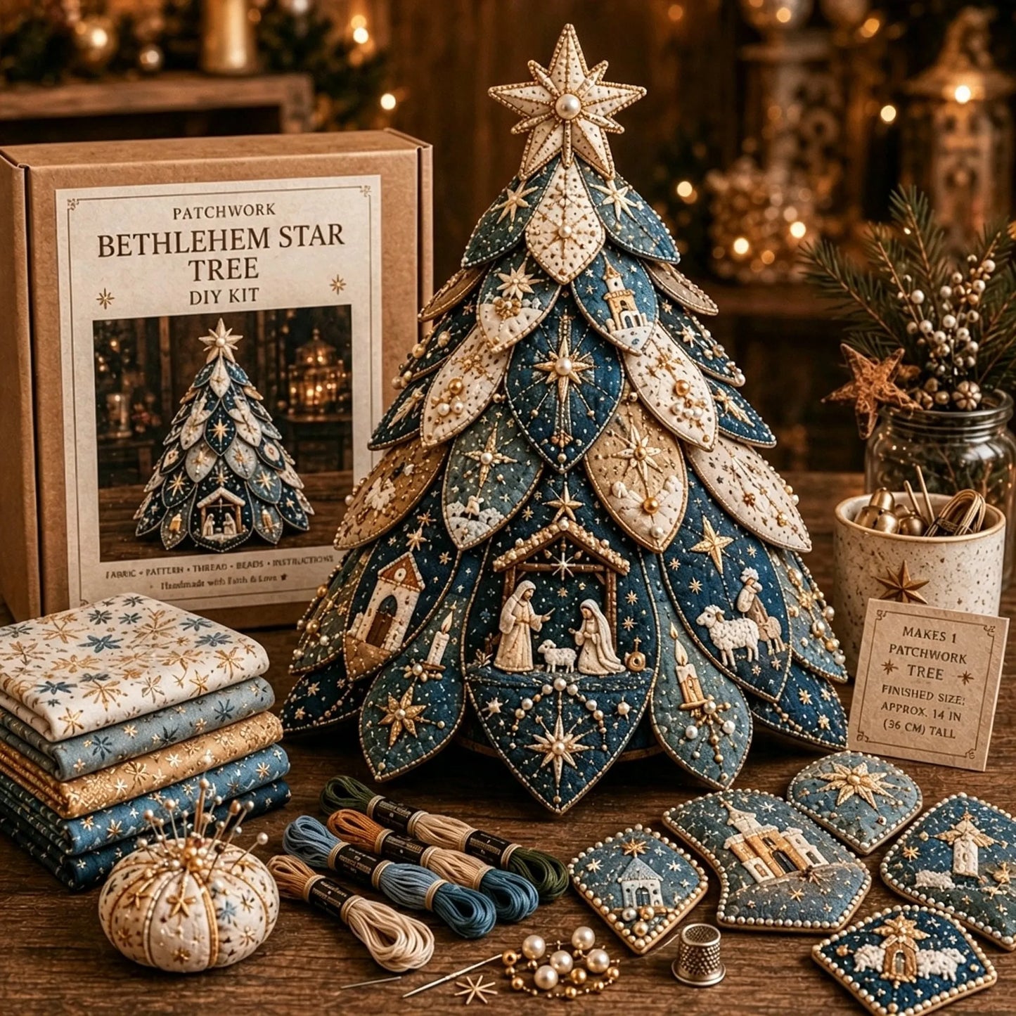 ✝️Religious-Themed Beaded & Quilted Christmas Tree DIY Kit