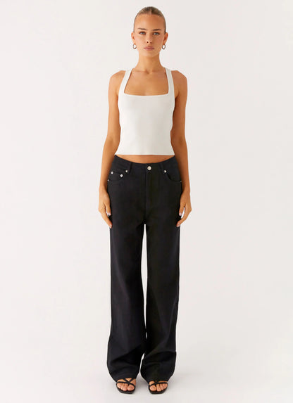 Back Again Straight Leg Denim Jeans - Black