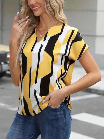 💥LAST DAY 49% OFF💥Women's Plus Size Color Block Shirt Blouse Short