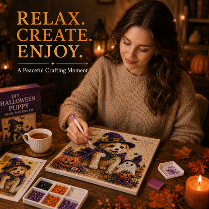 🧘Relaxing & Beginner-Friendly -💎DIY Halloween Puppy Pearl Painting Kit🐶