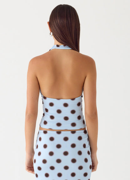 Ask You Twice Top - Blue Mocha Dot