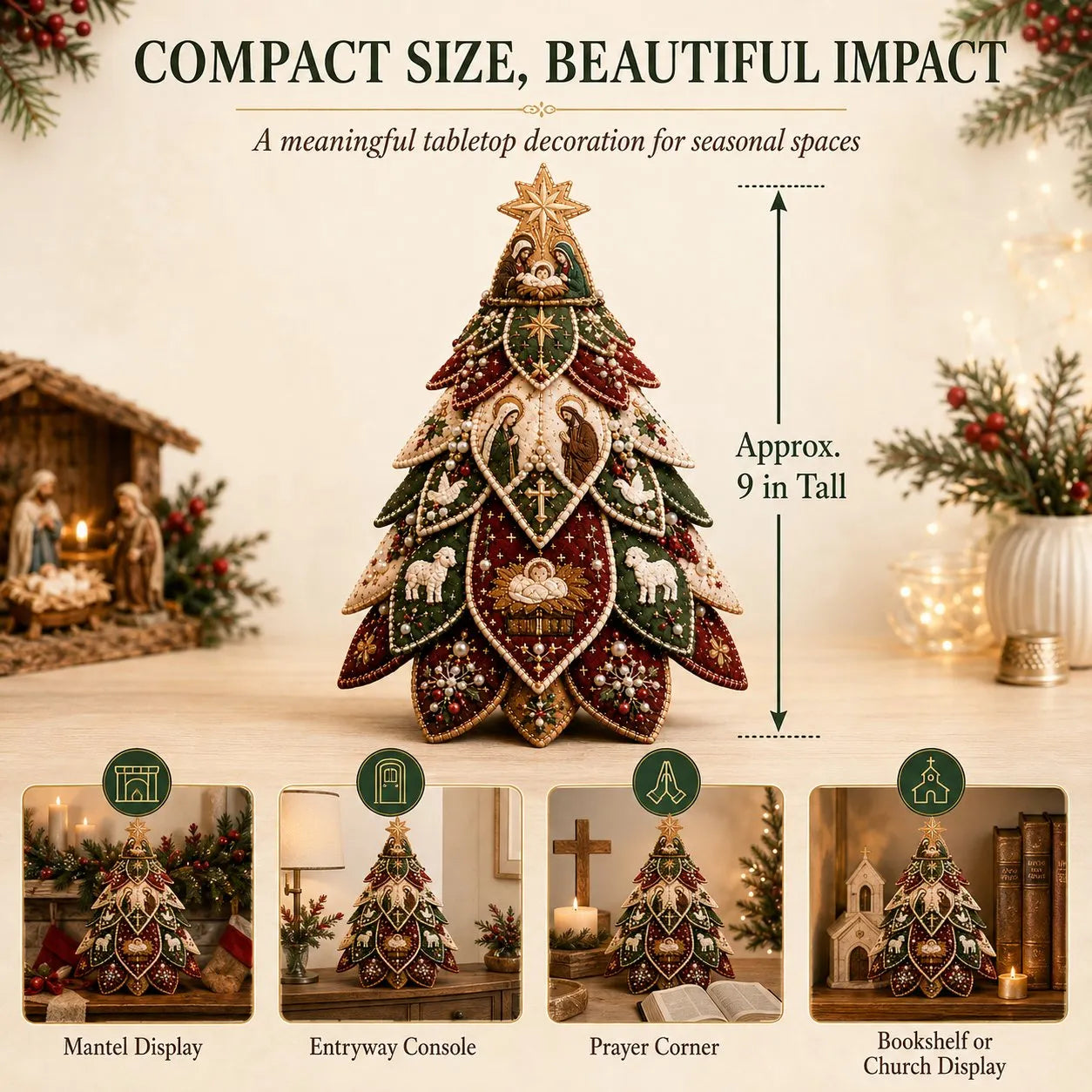 ✝️Religious-Themed Beaded & Quilted Christmas Tree DIY Kit