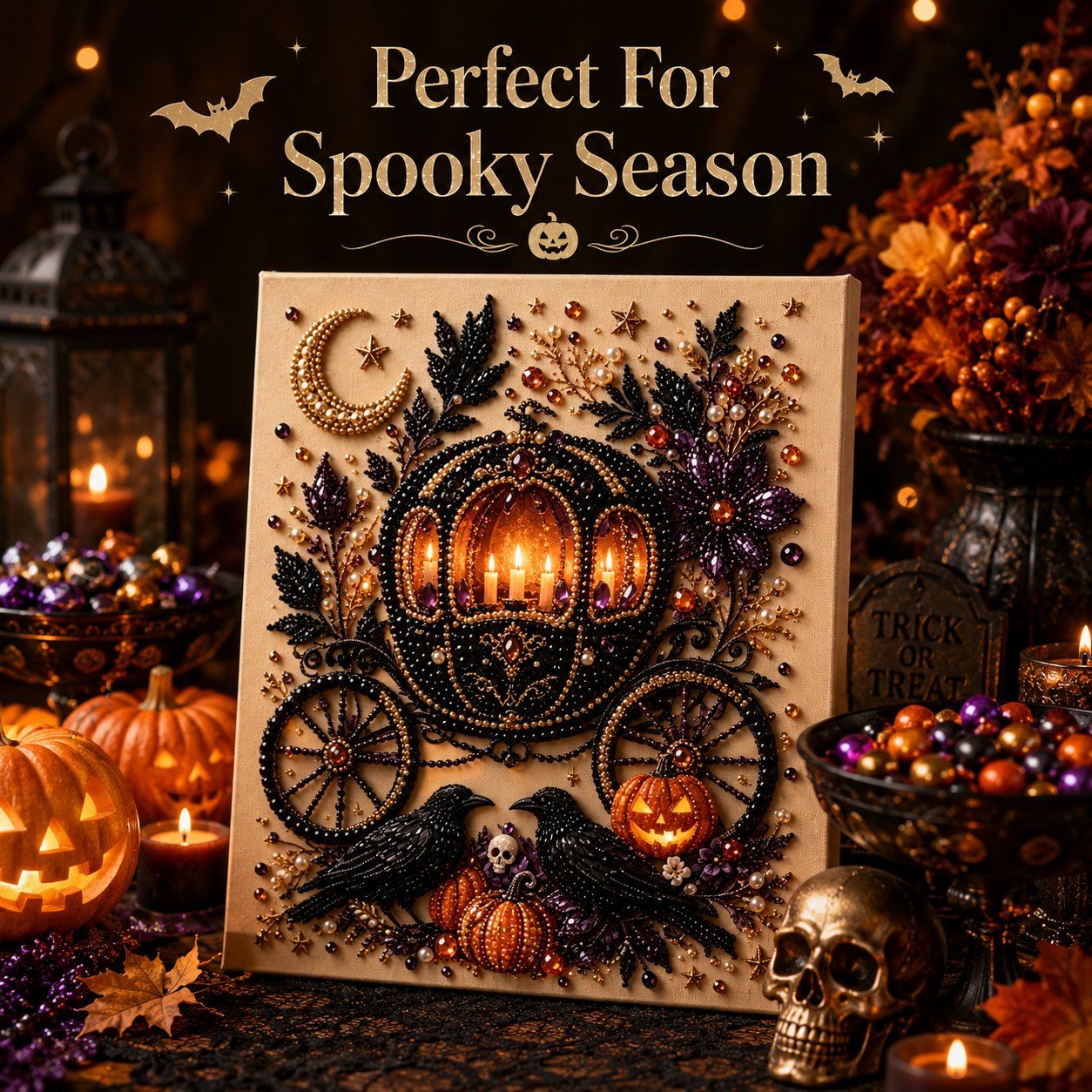 LAST DAY 50% OFF - Halloween Pearl Diamond Art DIY Kit (No Mess, Beginner)