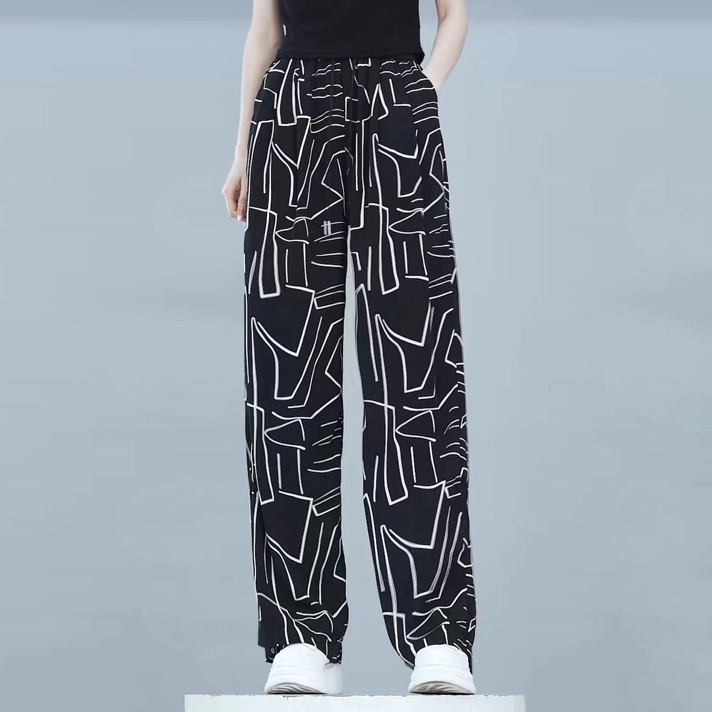 2025 New Style Ice Silk High Waist Casual Pants
