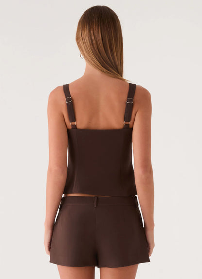 Autrey Suiting Top - Chocolate