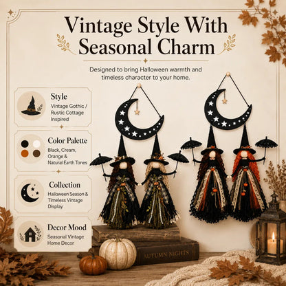 Moonlit Witch Sisters Wall Hanging