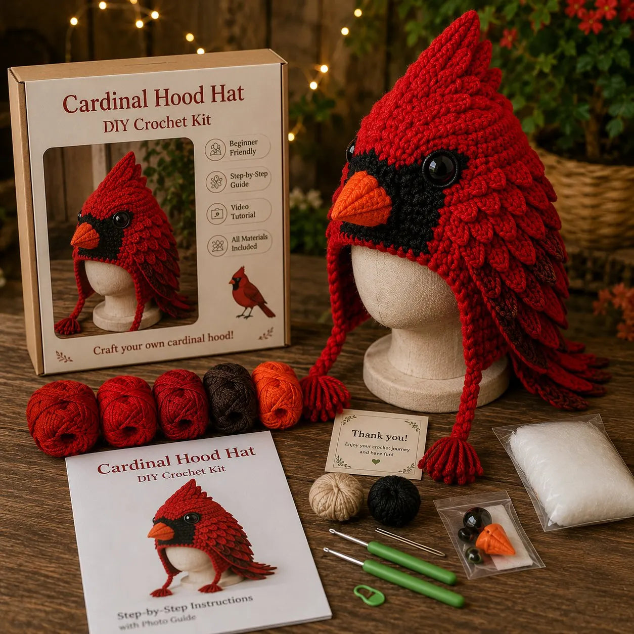 🧵Fantasy Hood Hat DIY Crochet Kit – Create Your Own Magical Wearable Character Hat