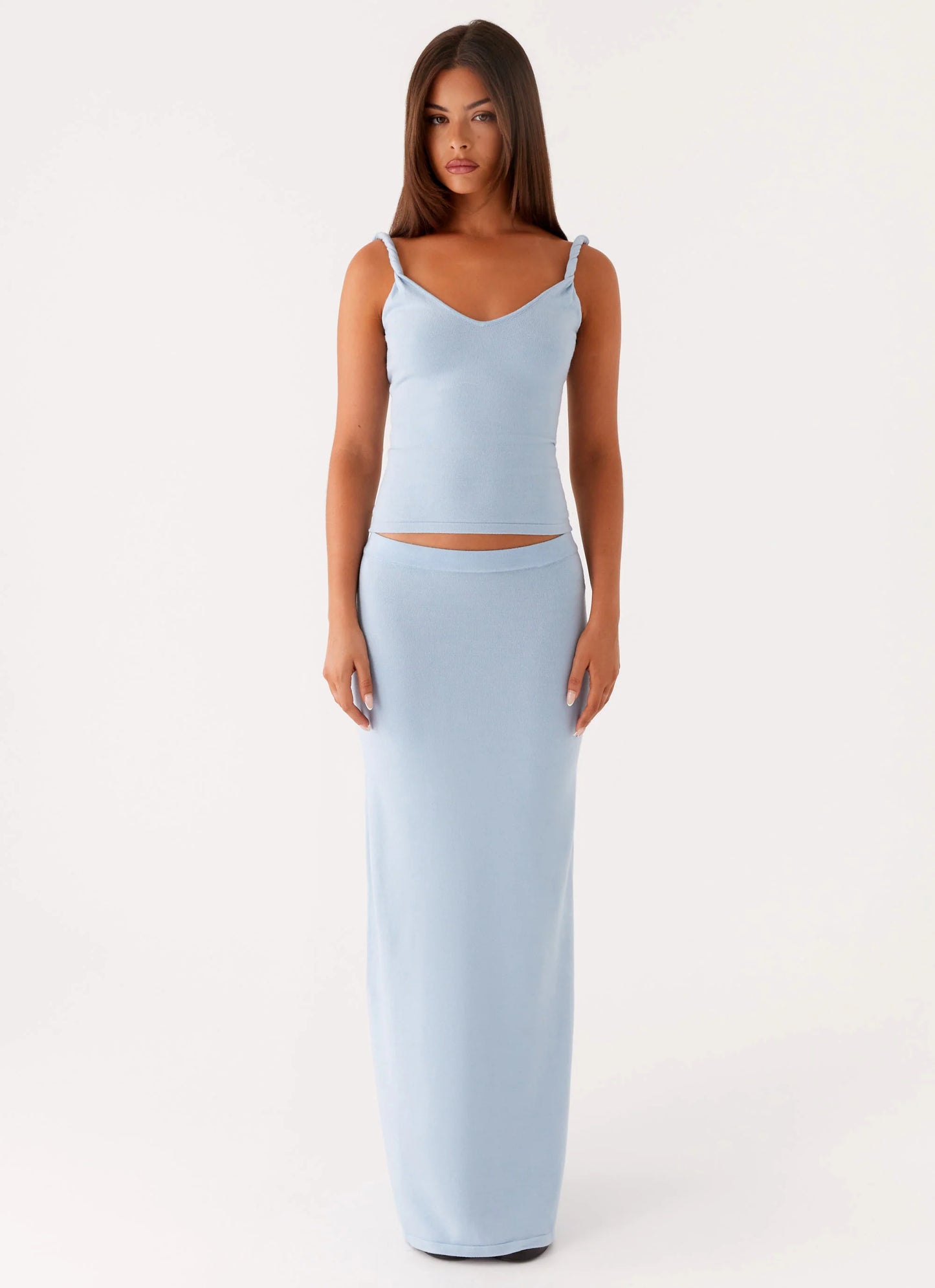 Anastasia Knit Maxi Skirt - Blue