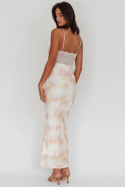 Super Shy Floral Lace Maxi Dress Pink