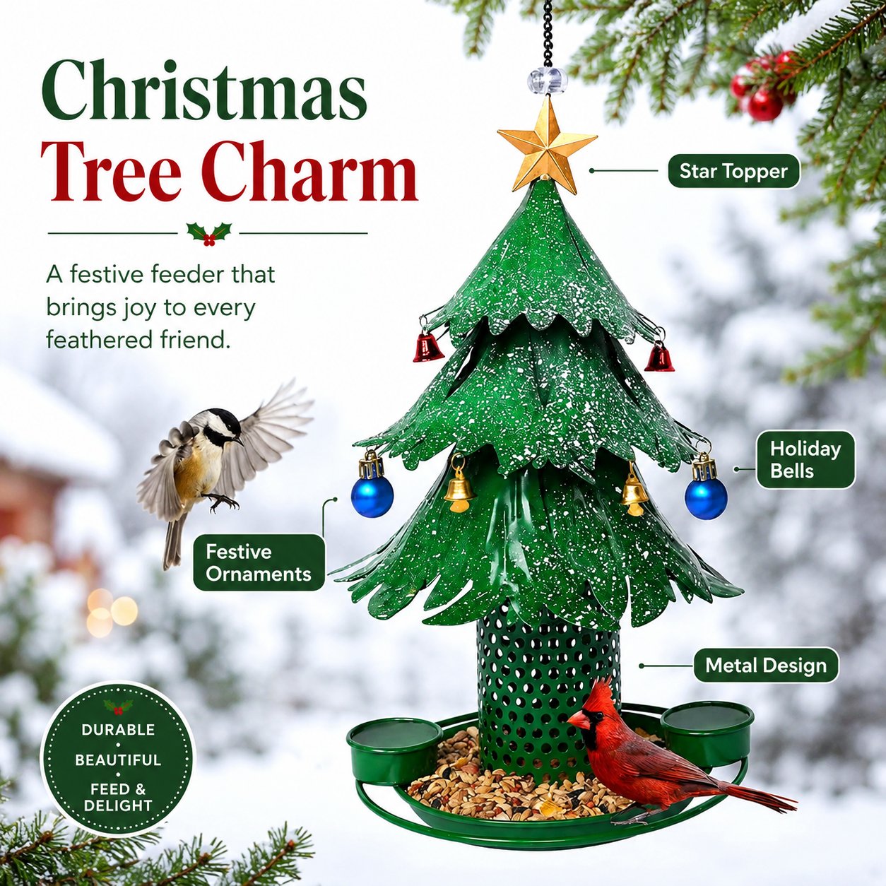 🐦🌲Christmas Tree Bird Feeder 🎄 Festive Backyard Holiday Decor