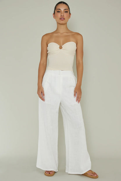 Real Talk Sweetheart Neckline Top Cream