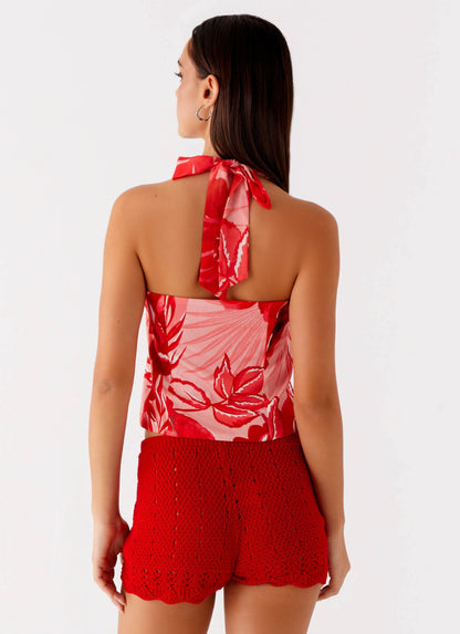 Lets Pretend Halterneck Top - Sicily Sunsets Print