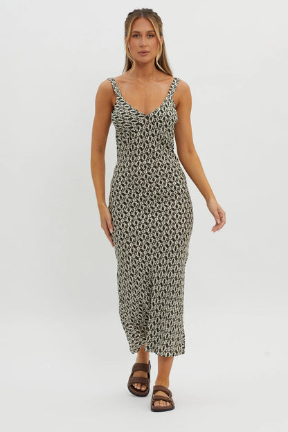 Avenue Thick Strap Midi Dress Print Solna
