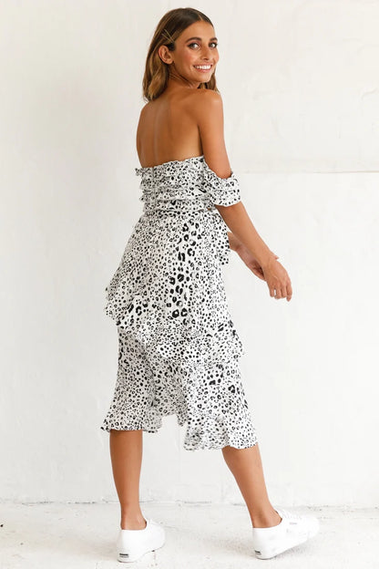 Ojai Midi Skirt White Leopard Print