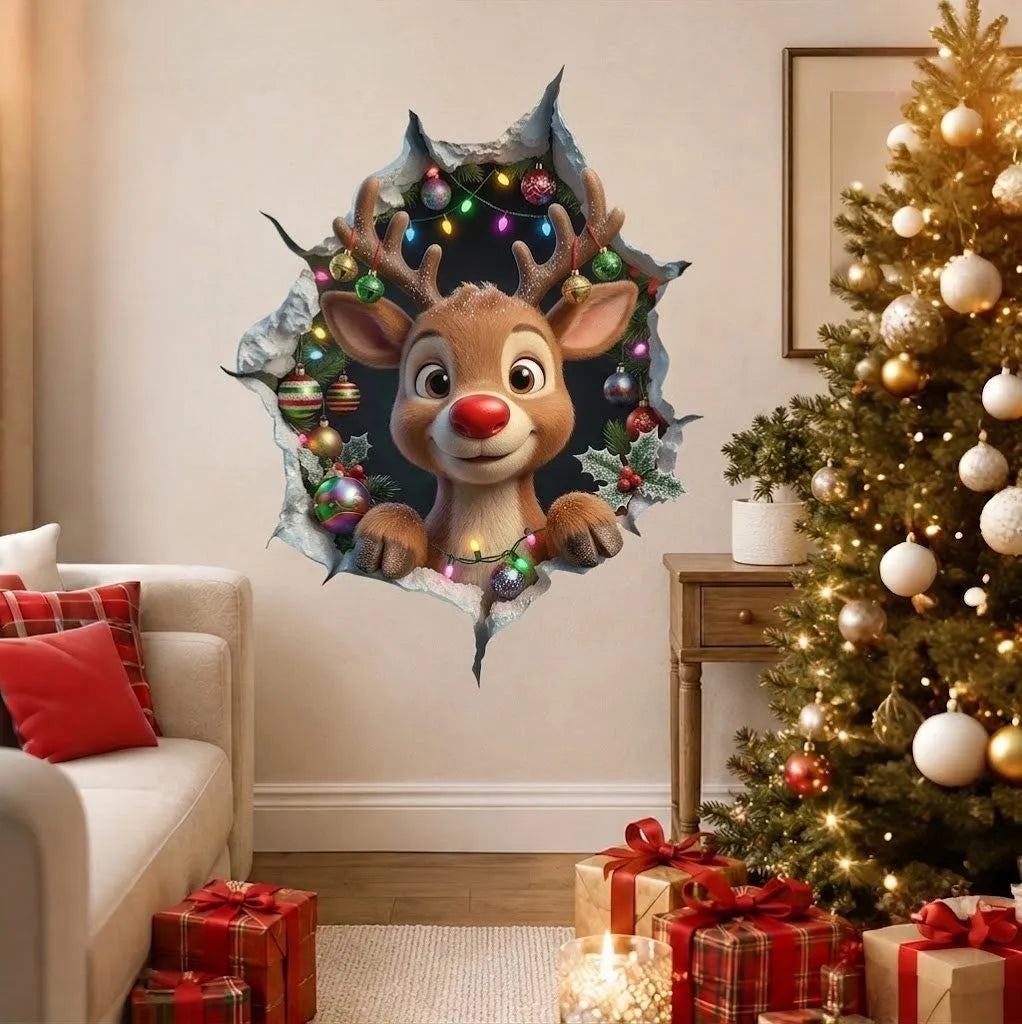 Creative 3D Christmas Santa Wall Sticker