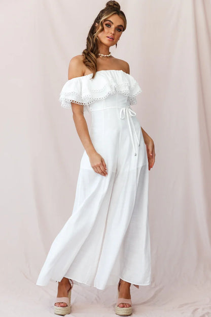 Beloved Off-Shoulder Wide Leg Jumpsuit White
