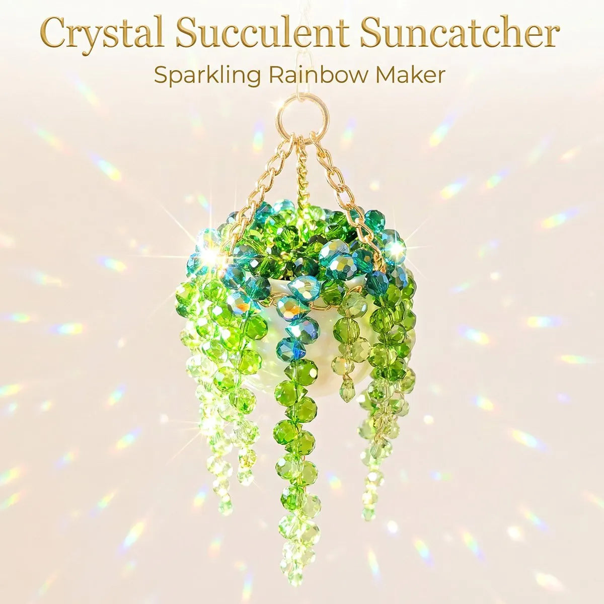 Mini White Pot Beaded Plant Suncatcher