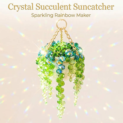 Mini White Pot Beaded Plant Suncatcher