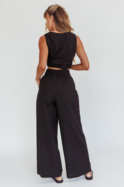 Philomena Wide-Leg Pants Black