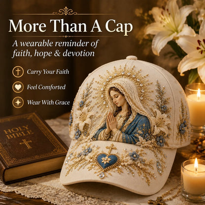 ❤️Sacred Faith Embroidered Baseball Cap | 3D Raised Christian Design, Unisex Comfortable Adjustable Hat for Church, Outdoor Walks & Daily Wear ✝️✨
