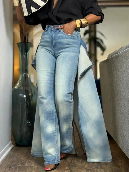 Women's Party Stylish Casual With Skirt Overlay Denim Jeans