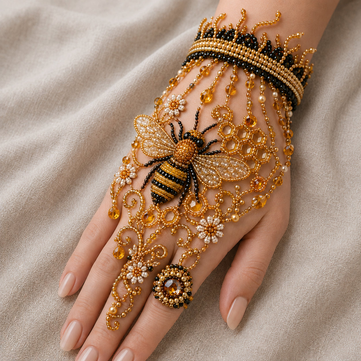 Enchanted Forest: Guardians & Shadows – DIY Beaded Hand Bracelet